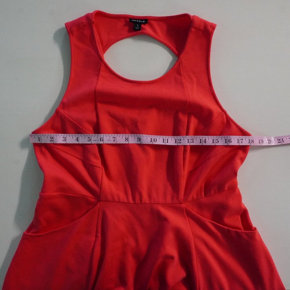 Torrid Red Sleeveless A-Line Dress Size 1X Back Cutout Exposed Gold Zipper - Picture 4 of 13